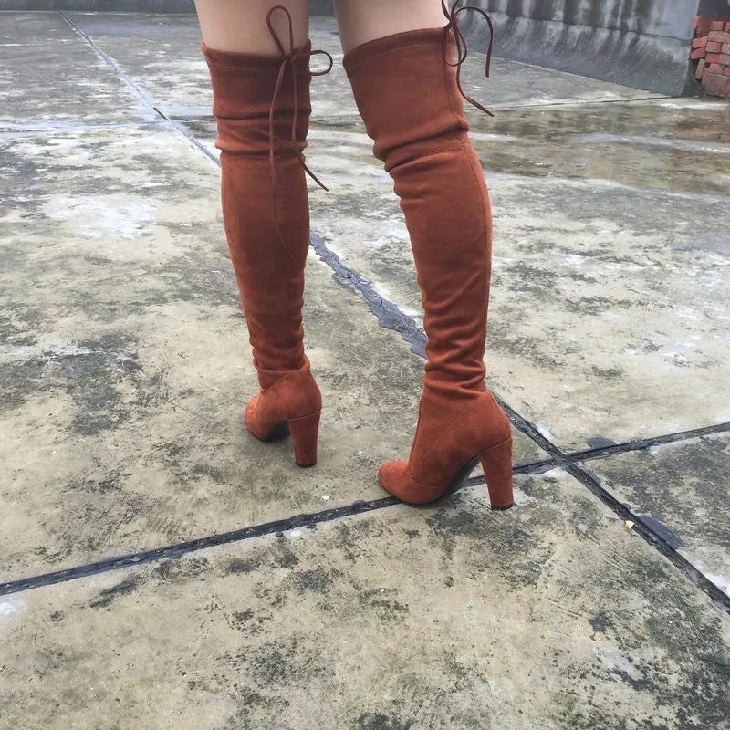 Women Stretch Suede Slim Thigh High Sexy boots