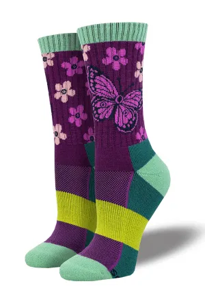 Women's Butterfly Cushioned Wool Hiking Socks