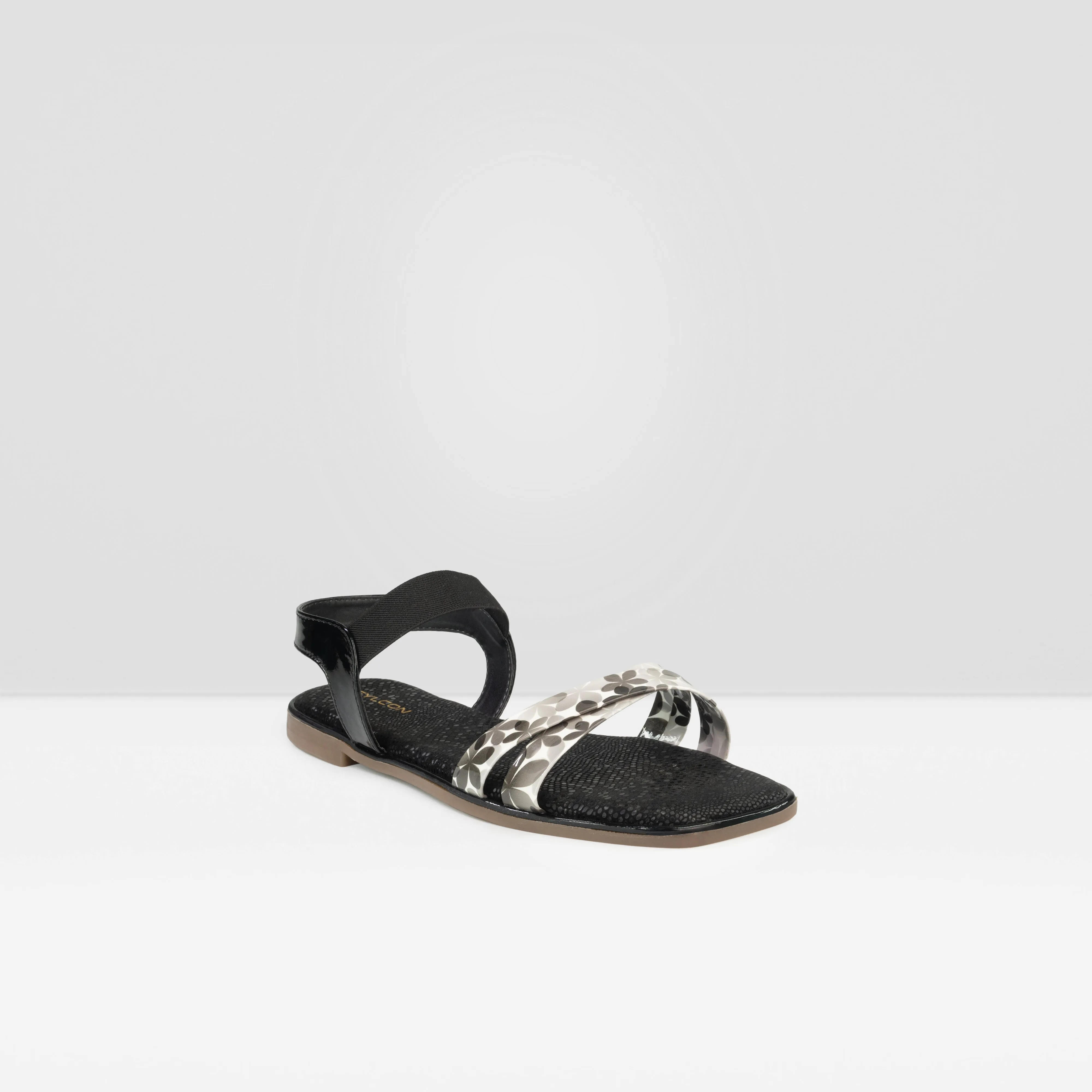 Women's Floral Graphic Flat Slide Sandals with Ankle Strap