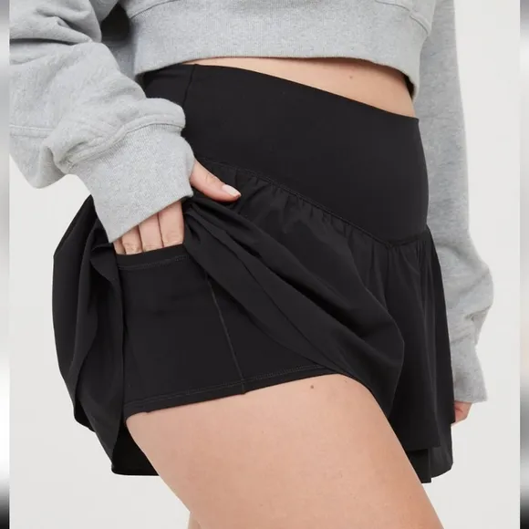 XXS,XS,S,M: Aerie Flirty Ruffle, Tiered Stretch Shorts