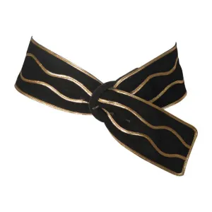 YVES SAINT LAURENT Black Suede Belt with Gold Applique