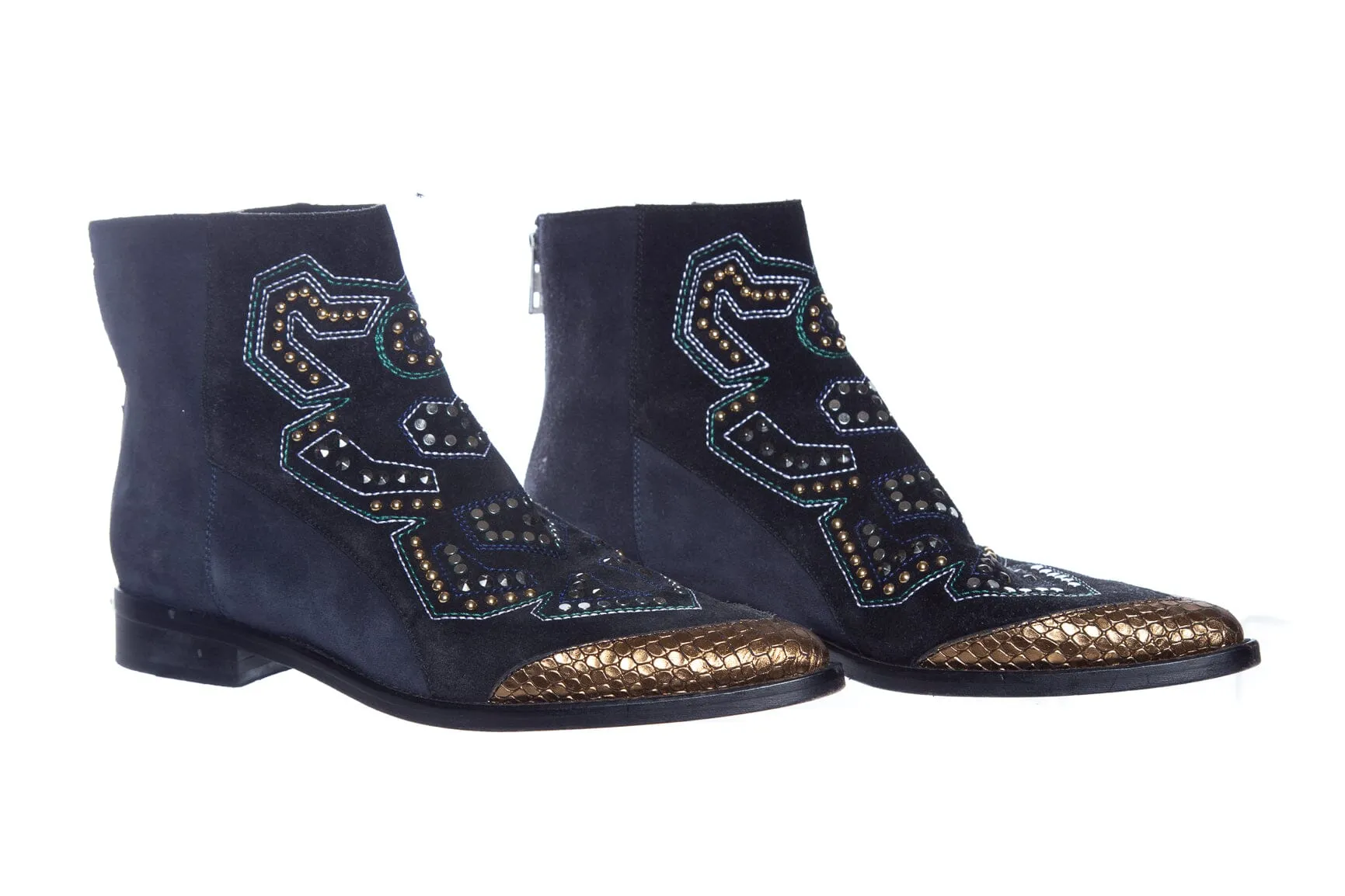 Zadig & Voltaire Black Suede Stud Booties SZ 38