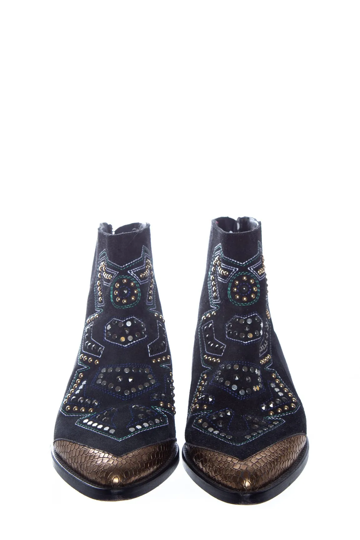 Zadig & Voltaire Black Suede Stud Booties SZ 38
